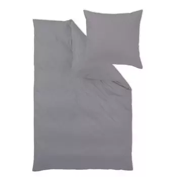 Постельное белье из однотонного мако-сатина Curt Bauer, 3 шт., чехол ок. 240/220 + 2 наволочки 70/90 см 0000-3616 однотонное мако-сатин матовое серебро.