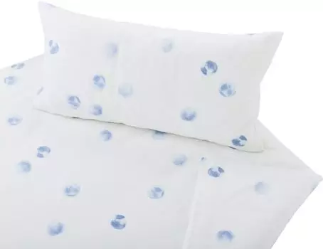 Постельное белье из органического атласа Cotonea, наволочка в горошек, однотонная, светло-голубая, размер 40 x 80 см