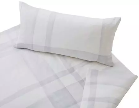 Постельное белье из органического сатина Cotonea, наволочка в клетку, однотонная, серо-белая, размер 80х80 см