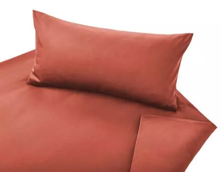 Постельное белье из органического сатина Cotonea Классическая наволочка однотонный кирпичный I193 Размер 40x40 см