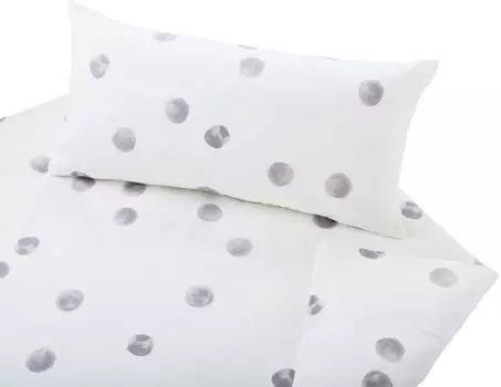 Постельное белье из органического сатина Cotonea, наволочка в горошек, однотонная, платиновый, размер 40х40 см