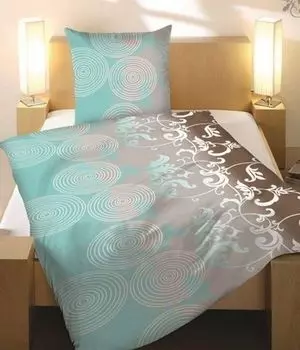 Постельное белье из полиэстера из двух предметов Aqua Circle 135х200 см бирюзовый белый коричневый серый DRULINE