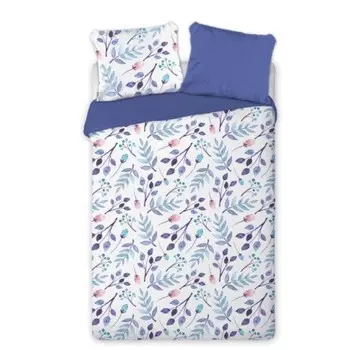 Постельное белье из сатина акварельного цвета, 100% хлопок, комплект из 3 предметов 135 - 140х200 см, 2 наволочки синие цветы FARO