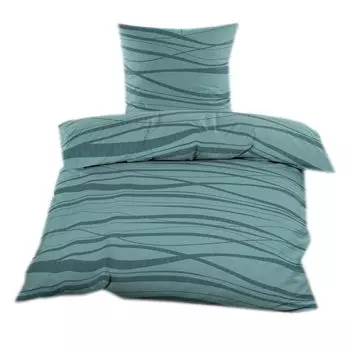 Постельное белье из сирсакера 135х200 на молнии - узор зеленая волна Casa Colori, зеленый