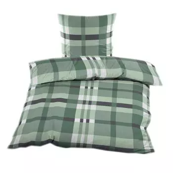 Постельное белье из сирсакера 135х200 на молнии - зелено-серая клетка Casa Colori, зеленый