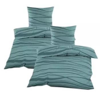 Постельное белье из сирсакера 135х200 на молнии - узор зеленая волна Casa Colori, зеленый