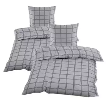 Постельное белье из сирсакера 4 шт. 135х200 на молнии - микрофибра в клетку Casa Colori