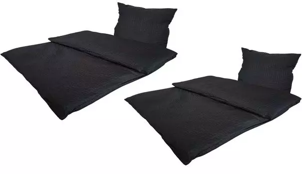 Постельное белье из сирсакера из микрофибры, двойная упаковка, 4 шт., на молнии 2x ок. 135x200 см + 2x ок. 80x80 см. Дизайн: Черный MB Warenhandel24