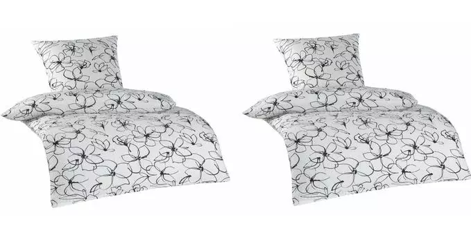 Постельное белье из сирсакера из микрофибры, двойная упаковка, 4 шт., на молнии 2x ок. 135x200 см + 2x ок. 80x80 см. Дизайн: Цветок MB Warenhandel24