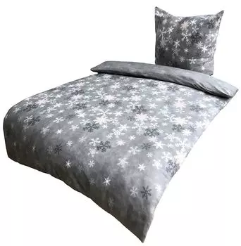 Постельное белье из термофлиса 155х220 см хрустальные снежинки серое оверсайз зима leonado vicenti, серый