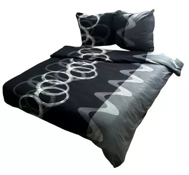 Постельное белье из термофлиса 200х200 Зимний комплект из флиса Теплый Черный Серый 3 шт leonado vicenti