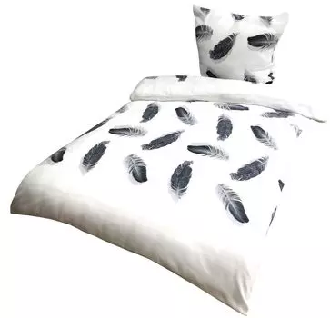 Постельное белье из термофлиса, 2 предмета, 155х220, теплый флис, зимнее перо, черно-белое leonado vicenti