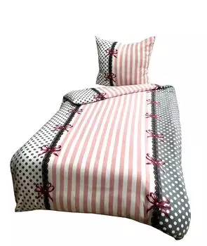 Постельное белье из термофлиса, 2 предмета 155х220, теплый флис зимний розовый белый в полоску leonado vicenti