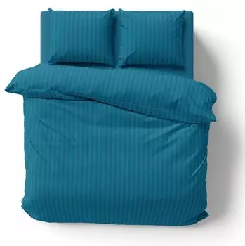 Постельное белье из трех предметов 200х200 см в полоску бирюзовыйовое мягкое дамасское микроволокно One-Home