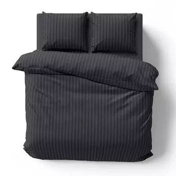 Постельное белье из трех предметов 200х200 см, комплект пододеяльников из микрофибры премиум-класса в полоску, черный Visaggio