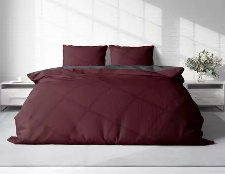 Постельное белье из жатого хлопка, однотонные, двусторонние летние пододеяльники из микрофибры, размер: 3 шт., 200 х 220 см, цвет: бордовый/антрацит One-Home