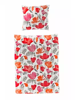 Постельное белье JACK 2 tlg Seersucker 135x200cm Mohnblumen, красный