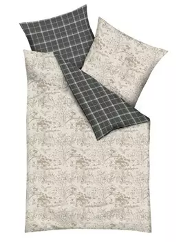 Постельное белье JACK 2 tlg Linon Renforc 155x220cm kariert, цвет anthrazit/braun