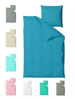 Постельное белье JACK Renforc 135x200см, 2 предмета, однотонные цвета, большой выбор цветов антрацит, серебристый, песочный, аква-розовый, цвет: синий