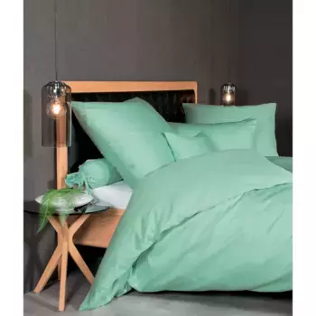 Постельное белье Janine «Colors 31001», (2 шт.), сатиновое качество Mako, изготовлено из 100% хлопка, постельное белье и наволочки на молнии, не требуют особого ухода, тонкая нить, сертифицирован MADE IN GREEN, цвет jadegrn