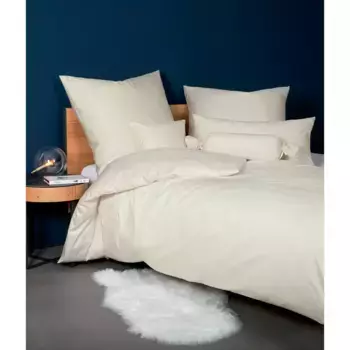 Постельное белье Janine «Colors 31001», (2 шт.), сатиновое качество Mako, изготовлено из 100% хлопка, постельное белье и наволочки на молнии, не требуют особого ухода, тонкая нить, сертифицирован MADE IN GREEN, цвет ecru