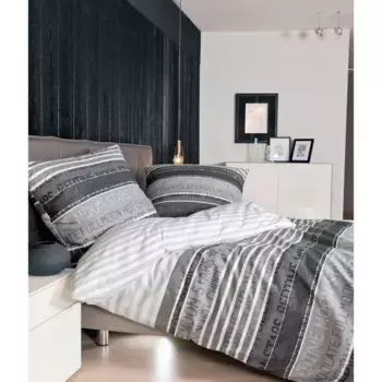 Постельное белье Janine «DAVOS 6481 из сатина Мако и фланели/фланели) качество, 100% хлопок, постельное белье и наволочка на молнии, зимнее и летнее постельное белье, можно использовать круглый год» (3 шт.), цвет platinfarben/graphit