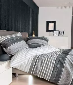 Постельное белье Janine Feinbiber из трех предметов: пододеяльник 240 х 220 см, наволочка 80 х 80 см Davos 6481-08 платиновый графит Original Janine