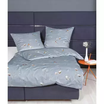 Постельное белье Janine «Интерлок-Джерси55094 02 155х200, 80х80», на молнии, цвет blauer nebel