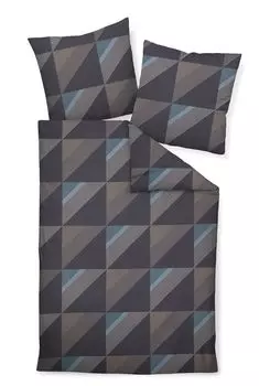 Постельное белье Janine Mako из сатина, пододеяльник, 2 предмета, 135 х 200 см, наволочка 80 х 80 см, J. D. 87065-02 паслен синий Original Janine