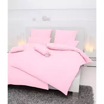 Постельное белье Janine «PIANO 0125», из мягкого хлопка, из 100 % хлопка, с застежкой-молнией, легкое в уходе, тонкая нить, не гладить, регулирует температуру, сертифицировано MADE IN GREEN, светло-розовый