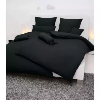 Постельное белье Janine «PIANO 0125», из мягкого хлопка, из 100 % хлопка, с застежкой-молнией, легкое в уходе, тонкая нить, не гладить, регулирует температуру, сертифицировано MADE IN GREEN, черный