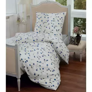 Постельное белье Janine» Танго в размере. 135x200, 155x220 или 200x200 см", постельное белье из хлопка с цветочным рисунком, постельное белье на молнии, цвет blau