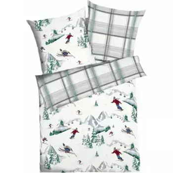 Постельное белье Kaeppel «Alpine», с лыжниками, зеленый