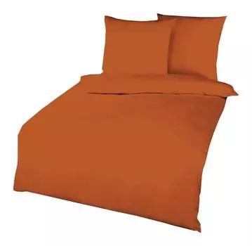 Постельное белье Kaeppel Biber однотонное, желто-песочно-лаймовое, светло-голубое, терра-белое, красное, антрацитовое, льняное, серебристое, однотонное, цвет: терра, размер: 135 x 200 см. Постельное белье