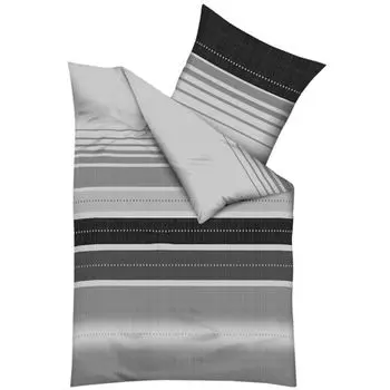 Постельное белье Kaeppel Feinbiber Biber Структура размером 240x220 + 2x 80x80 см, дизайн 44169 серо-черные полосы Adam Kaeppel