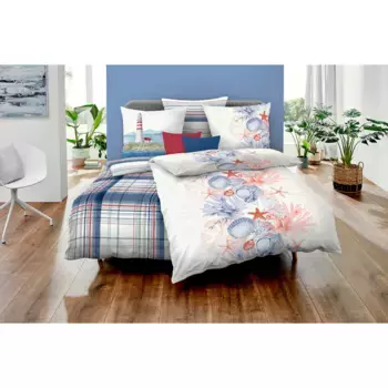 Постельное белье Kaeppel «Коралловый Риф», с кораллами и ракушками, цвет marine