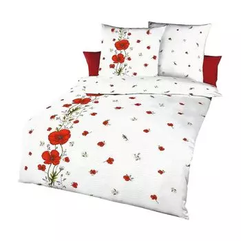 Постельное белье Kaeppel Seersucker Red Poppy красный 160x210 см + 65x100 см