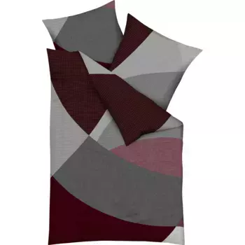 Постельное белье Kaeppel «Vista», (2 шт.), качественный атлас Mako и уютная фланель (фланель), постельное белье из 100% хлопка, постельное белье и наволочка на молнии, сертифицировано STANDARD 100 от OEKO-TEX, экологичное, цвет rubin