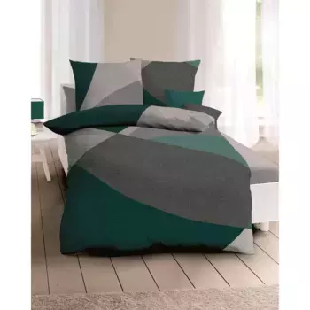 Постельное белье Kaeppel «Vista», (2 шт.), качественный атлас Mako и уютная фланель (фланель), постельное белье из 100% хлопка, постельное белье и наволочка на молнии, сертифицировано STANDARD 100 от OEKO-TEX, экологичное, цвет smaragd