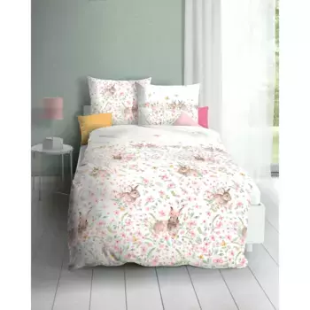 Постельное белье Kaeppel «Зайчики», цветочная полянка с зайчиками, розовый