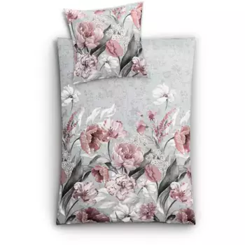 Постельное белье Kleine Wolke «Ханако» с цветочным узором, цвет Silbergrau
