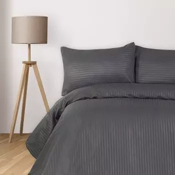 Постельное белье Komfortec Deluxe 200х200 3 предмета антрацит - комплект пододеяльника 200х200 с наволочками, комплекты постельного белья 200х200 из микрофибры на молнии, мягкие и негладкие, антрацит