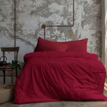 Постельное белье Komfortec Premium 240х220 см, пододеяльник + 40х80 см 2 наволочки, с начесом 100% полиэстер микрофибра 120 г/м, комплект сверхмягкого постельного белья из 3 предметов, красный