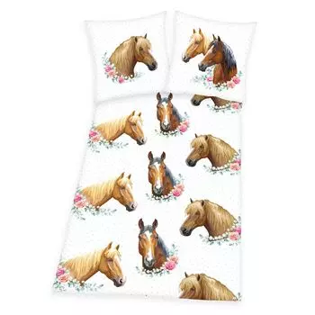 Постельное белье «Лошади (HERDING Young Collection)»/детское постельное белье, 100% хлопок (Renforce), 80х80 см + 135х200 см