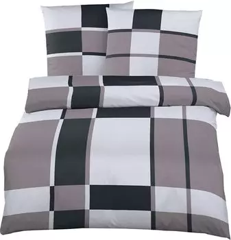 Постельное белье Mako из сатина в клетку 240х220 Постельное белье в клетку серое 240х220, пододеяльник из 100% хлопка Carpe Sonno