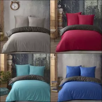 Постельное белье Mako Satin Хлопок Двустороннее постельное белье Однотонное Однотонное Элегантный сатин Антрацит Цвет: Петроль - Антрацит Количество штук: 3 штуки Размер: 200 x 200 + 2 x (80 x 80) leonado vicenti