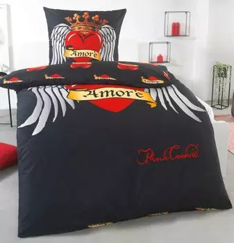 Постельное белье Malika хлопковое 135х200 см, комплект пододеяльника и наволочки 80х80 | Сертифицирован koTex и подходит для аллергиков, современный и высококачественный, размер: 135x200 + 80x80, дизайн - мотив: дизайн 1