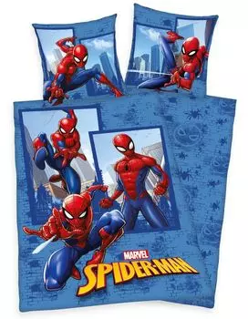 Постельное белье Marvel SPIDERMAN 80х80+135х200см, хлопок на молнии, синий
