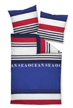 Постельное белье Moments Makosatin Janine, синий/красный