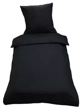 Постельное белье однотонное, 2 предмета 135 х 200 см, черное однотонное, хлопок Renforce leonado vicenti, черный